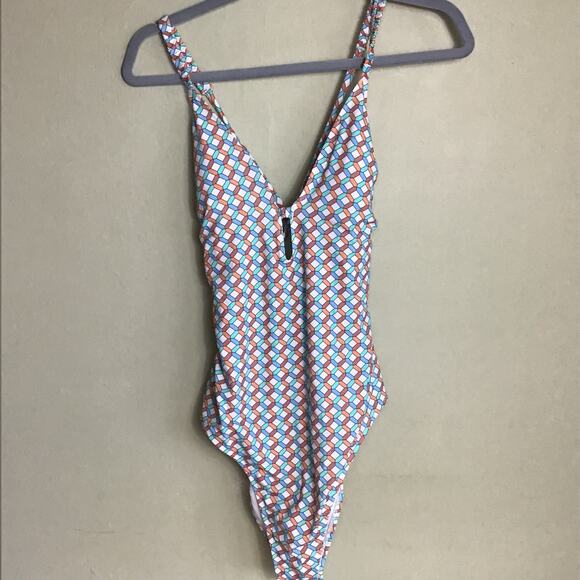 Shade & Shore Women's Plunge Front High Leg One Piece Swimsuit Sz. Lrg NWT - Picture 5 of 11